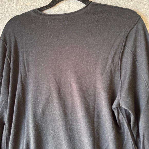 John Varvatos USA Black Wool Blend V-Neck Sweater Size L Textured Sleeve - Picture 11 of 14